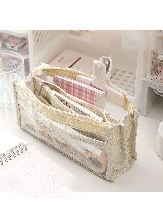 Pencil Pouch for School Supplies Clear Pencil Pouch With Zipper Waterproof and Fashionable 6 Compartment Soft Pencil Case Stationery Organizer Pencil Pouch for Girls  School Supply Pouch  - Image 4