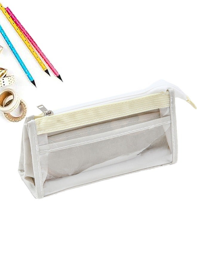 Pencil Pouch for School Supplies Clear Pencil Pouch With Zipper Waterproof and Fashionable 6 Compartment Soft Pencil Case Stationery Organizer Pencil Pouch for Girls  School Supply Pouch  - Image 1