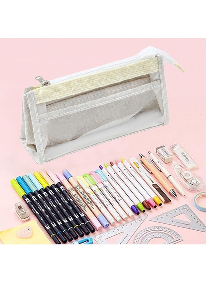 Pencil Pouch for School Supplies Clear Pencil Pouch With Zipper Waterproof and Fashionable 6 Compartment Soft Pencil Case Stationery Organizer Pencil Pouch for Girls  School Supply Pouch  - Image 5