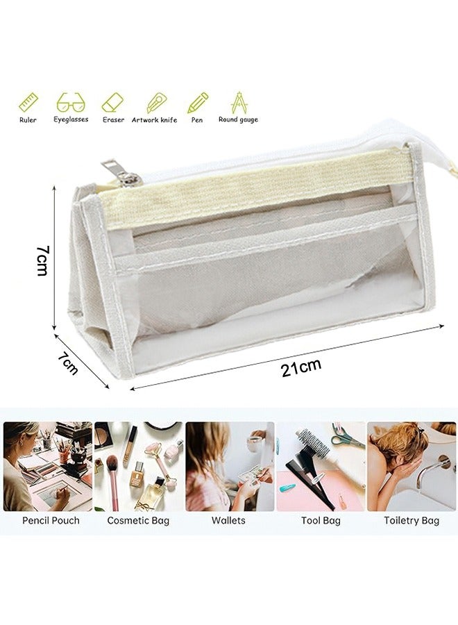 Pencil Pouch for School Supplies Clear Pencil Pouch With Zipper Waterproof and Fashionable 6 Compartment Soft Pencil Case Stationery Organizer Pencil Pouch for Girls  School Supply Pouch  - Image 3