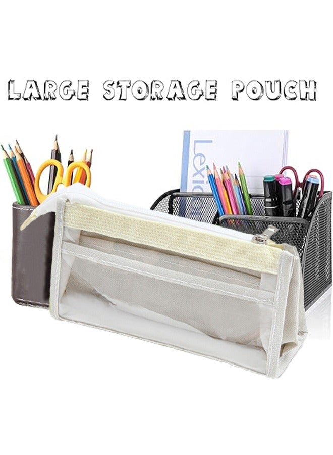 Pencil Pouch for School Supplies Clear Pencil Pouch With Zipper Waterproof and Fashionable 6 Compartment Soft Pencil Case Stationery Organizer Pencil Pouch for Girls  School Supply Pouch  - Image 2