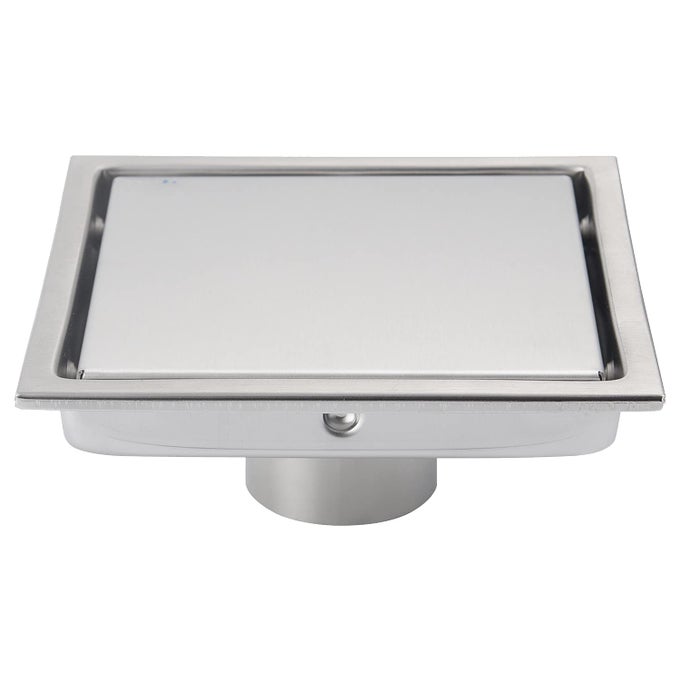 6 INCH BRUSHED NICKEL SQUARE SHOWER FLOOR DRAIN WITH REMOVABLE GRILLE COVER TILE INSERT HIDDEN FORM SUS304 STAINLESS STEEL
