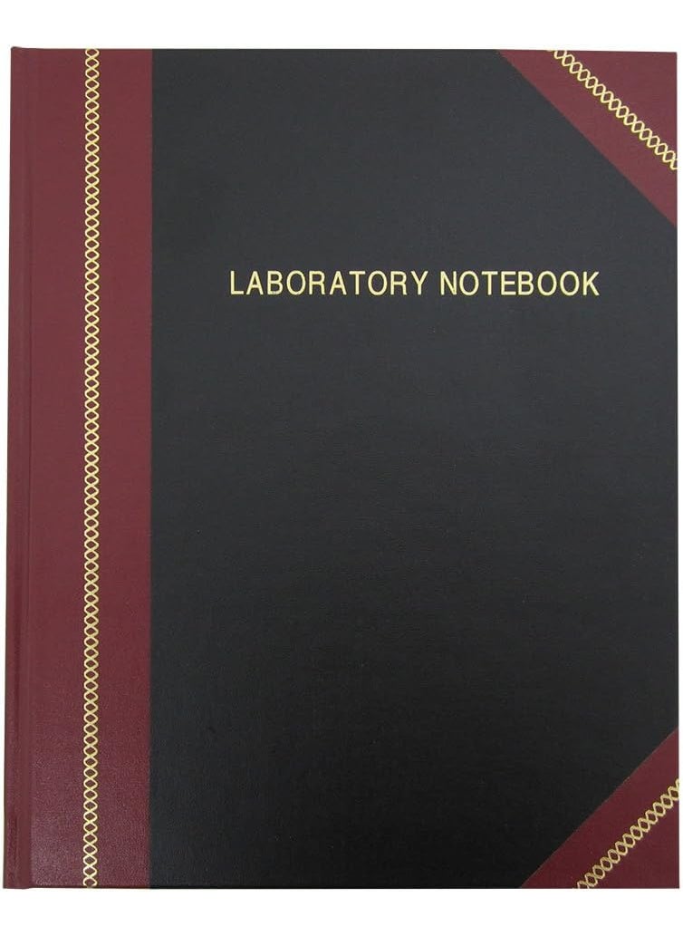 BookFactory BookFactory Lab NotebookLaboratory Notebook  Professional Grade  240 Pages 8 x 10 Ruled Format Cover is Black and Burgundy Imitation Leather Section Sewn Hardbound LRU240SRSALKMST1  - Image 1