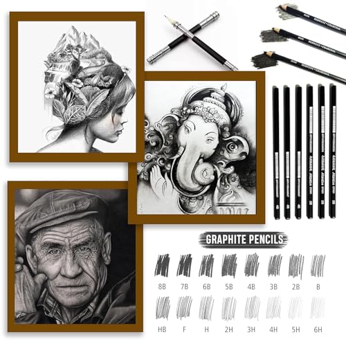 Tusmad Drawing Art Tool Kit Pencils,30 Pcs Sketching Pencils Set Travel Pencils Kit with Charcoal Pencils, Erasers, Extender, Carry Bag Etc for Students, Teens, Adults (with Canvas Rolling Pouch) - Image 5