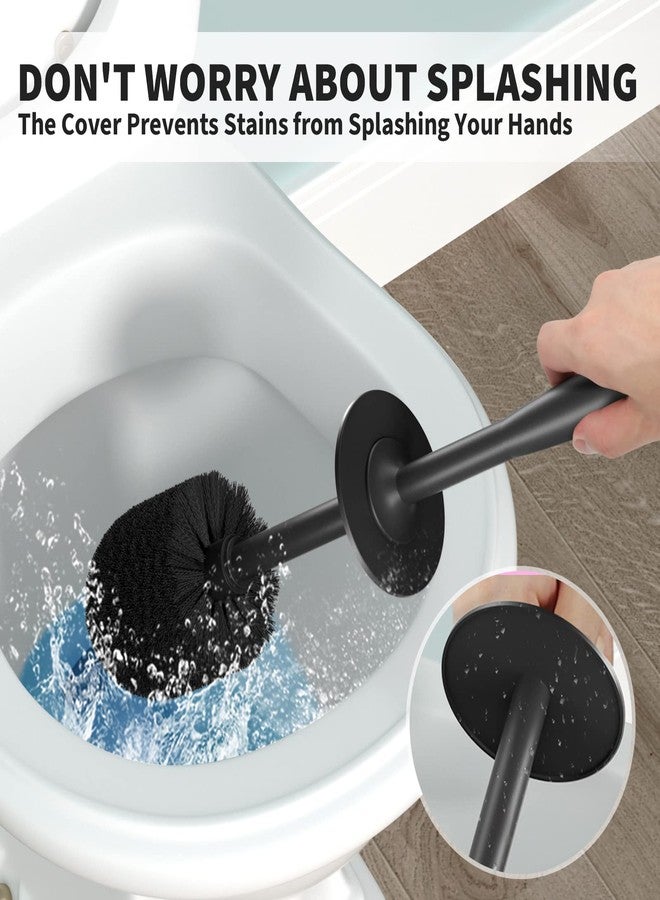 uptronic Toilet Brush and Holder 2 Pack, Toilet Bowl Brush with Extra Long Handle, Toilet Scrubber and Covered Holder, Toilet Brushes for Bathroom-Space Saving, Covered Brush, Durable, Deep Cleaning(Black) - Image 3