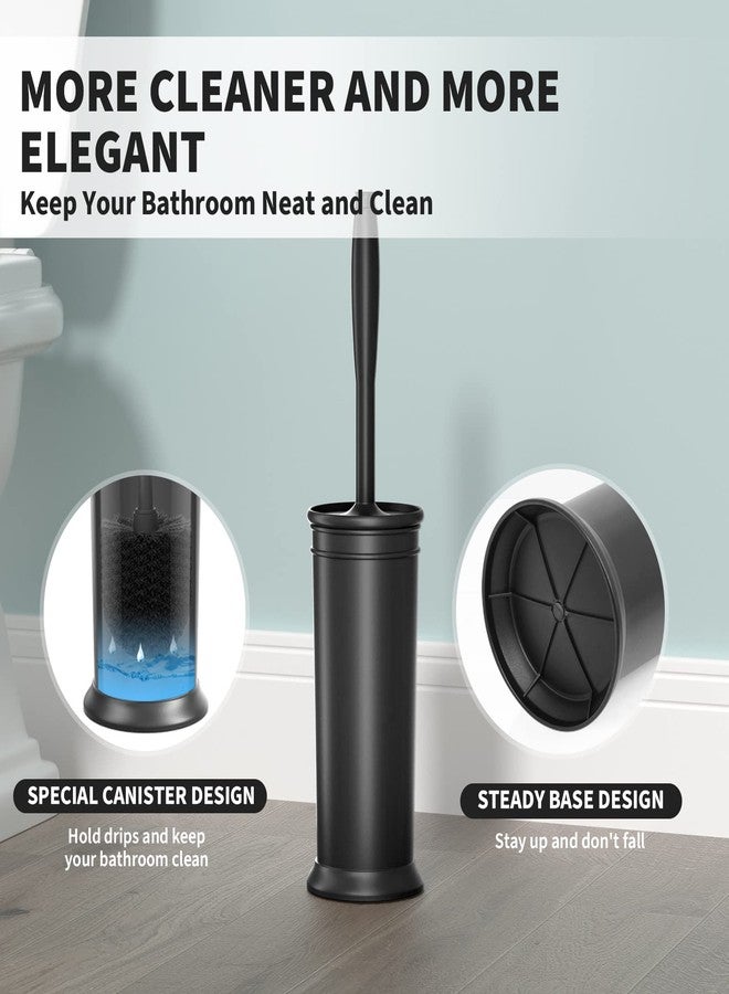 uptronic Toilet Brush and Holder 2 Pack, Toilet Bowl Brush with Extra Long Handle, Toilet Scrubber and Covered Holder, Toilet Brushes for Bathroom-Space Saving, Covered Brush, Durable, Deep Cleaning(Black) - Image 5