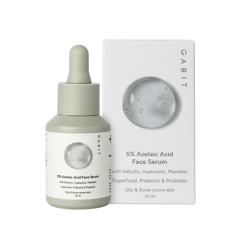 Gabit 5 Azelaic Acid Face Serum For AcneBlackheadsOpen Pores  SpotsSalicylic 1HyaluronicGreen TeaPrebioticProbioticFor OilyAcne Prone SkinOil  Fragrance freeFor Women  Men30 ml - Image 1