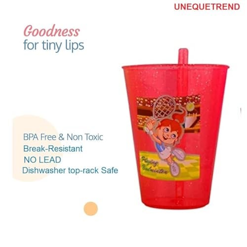 PUTHAK 3 PCS Cartoon Printed Straw Cup, Baby Straw Glass with Attached Straws, 250ml Special Supplies Juice Bottle for Infant Feeding, Drinking Needs (Multicolor) - Image 4