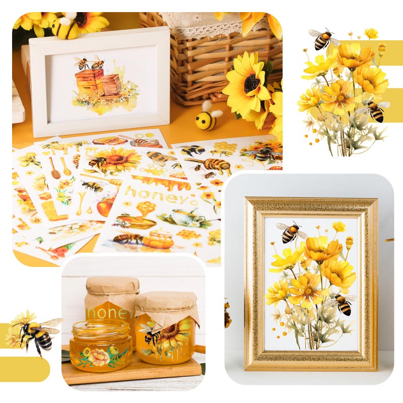 BBTO 12 Sheets Rub on Transfers for Crafts and Furniture Rub on Transfer Stickers Decals for Wood DIY Paper Home Decor, 5.5 x 5.7 Inch(Bee) - Image 2