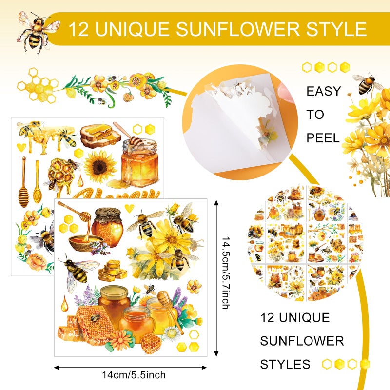 BBTO 12 Sheets Rub on Transfers for Crafts and Furniture Rub on Transfer Stickers Decals for Wood DIY Paper Home Decor, 5.5 x 5.7 Inch(Bee) - Image 4