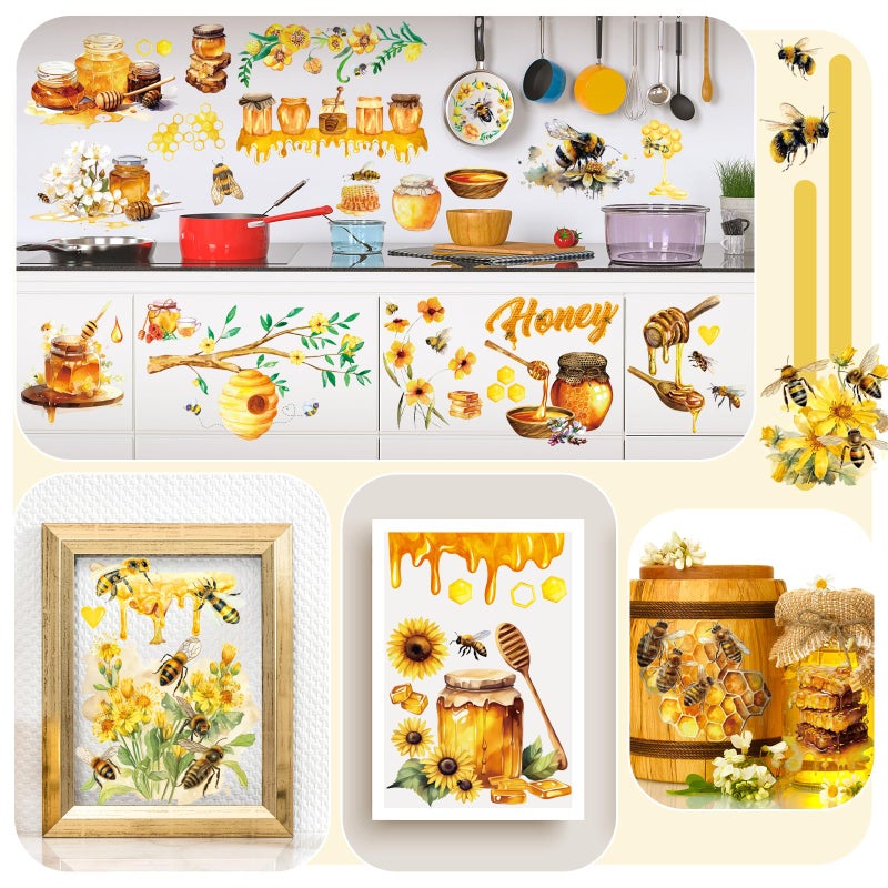 BBTO 12 Sheets Rub on Transfers for Crafts and Furniture Rub on Transfer Stickers Decals for Wood DIY Paper Home Decor, 5.5 x 5.7 Inch(Bee) - Image 5