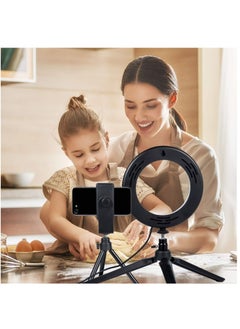 KASTWAVE Desk LED Ring Light with Stand & Phone Holder, Dimmable Desktop Selfie Mini Halo Ring Light for Live Stream/Makeup/YouTube Video/Meetings,3 Light Modes, Compatible with All Phones  - Image 4