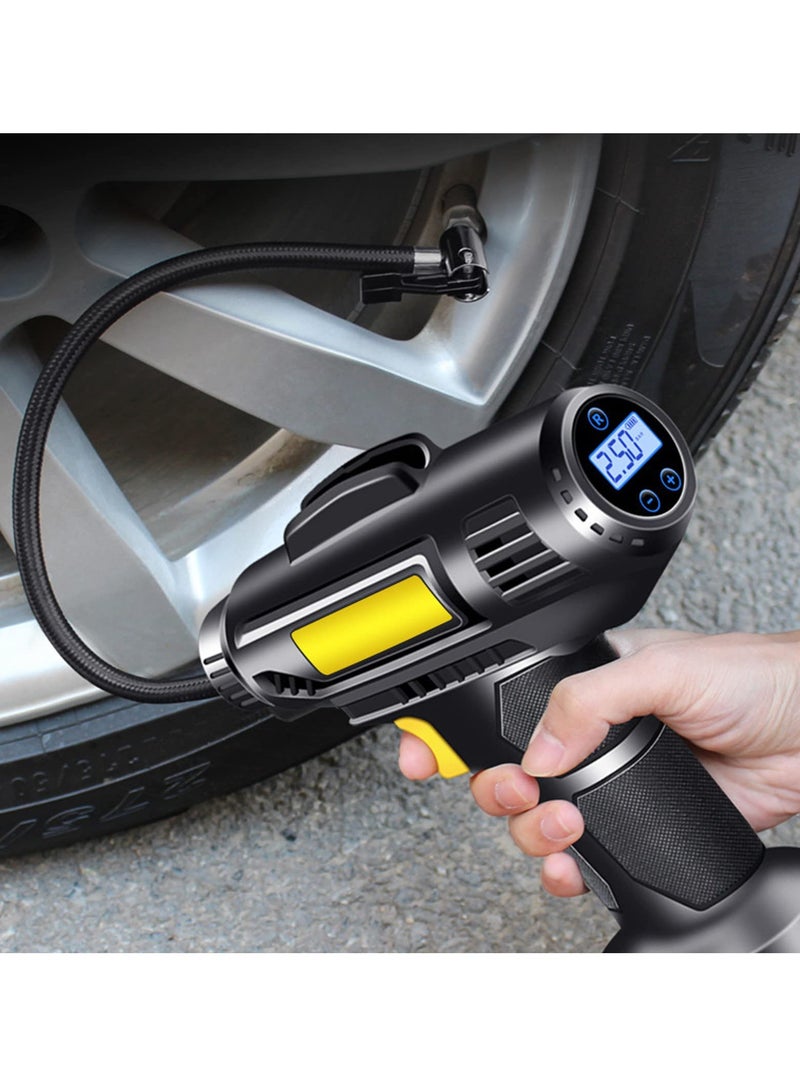 Tire Inflator, Rechargeable Lithium Ion Battery Portable Handheld Fast Inflation Auto Tire Pump with Digital Pressure Gauge for Car Motorcycles Tires - Image 2