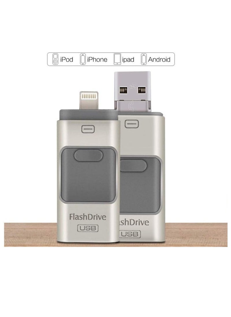 Generic - 3-In-1 OTG USB 3.0 Memory Stick Pen Drives for iPhone/iPad/Android/PC (256GB, Silver) - Image 1