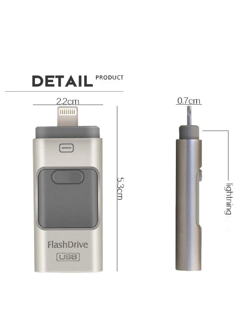 Generic - 3-In-1 OTG USB 3.0 Memory Stick Pen Drives for iPhone/iPad/Android/PC (256GB, Silver) - Image 1