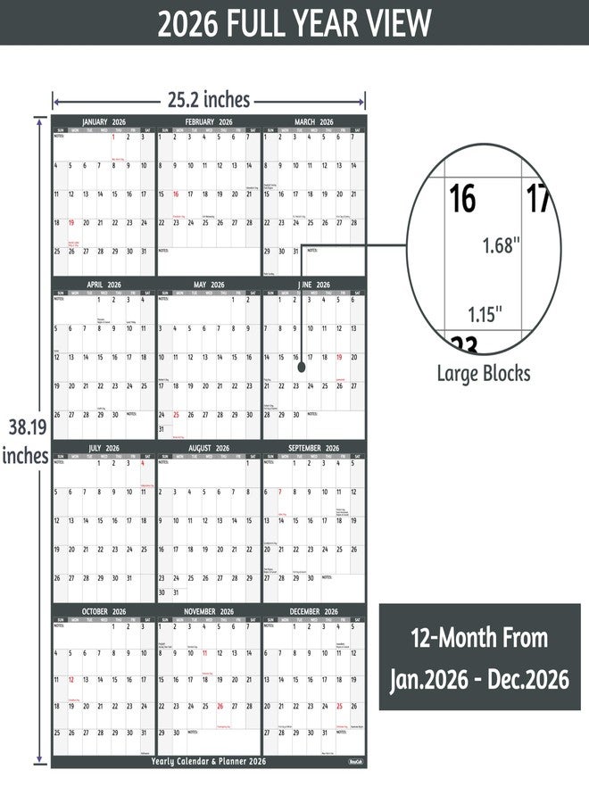 BowCuk 2026 Yearly Calendar,Vertical,Grey - Image 4