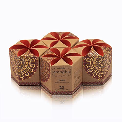 Amogha Incense Cone in a Hexa krafted Box with Flower Lock top-Set of 4 (Loban) - Image 1