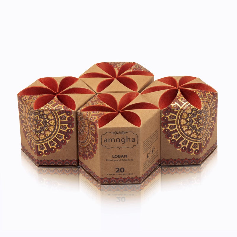 Amogha Incense Cone in a Hexa krafted Box with Flower Lock top-Set of 4 (Loban) - Image 5