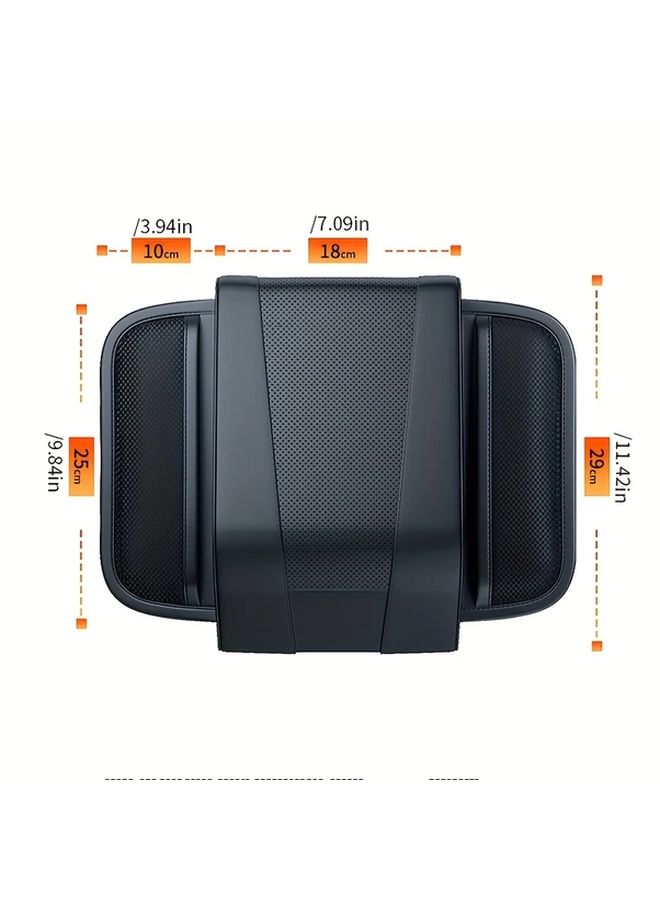 Black Memory Foam Car Armrest Cushion Adjustable Height Faux Leather Cover Long Trip Comfort - Image 2