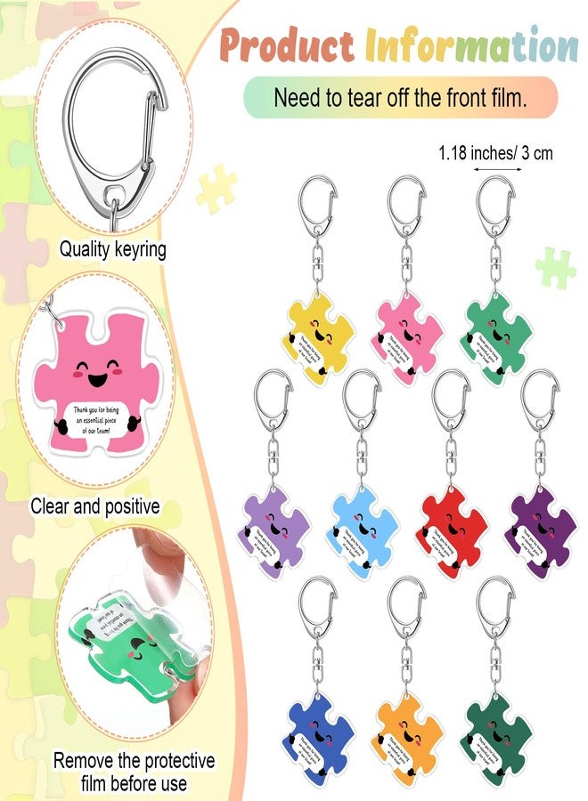Dunzoom 20 Set Christmas Team Appreciation Gifts for Employee Coworker Office Staff Teacher Volunteer Bulk Team Work Building Puzzle Piece Keychains & Ballpoint Pens - Image 3