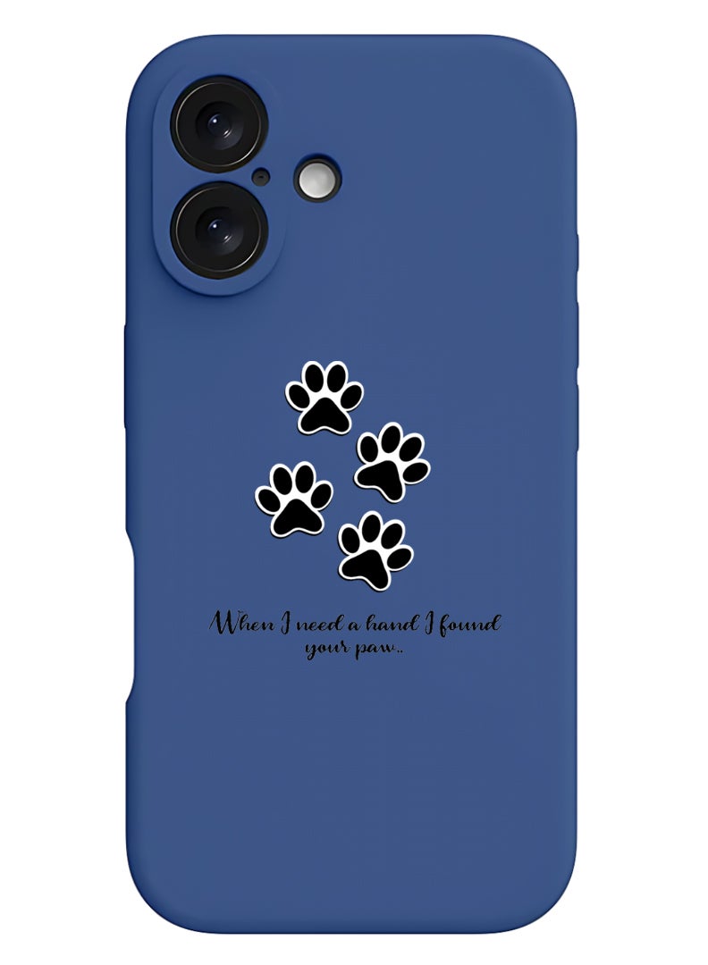 Theodor iPhone 16 Blue Protective Slim Fit Case Liquid Silicone Cover with Full Body Protection Anti-Scratch Shockproof Case For iPhone - paw print - Image 1