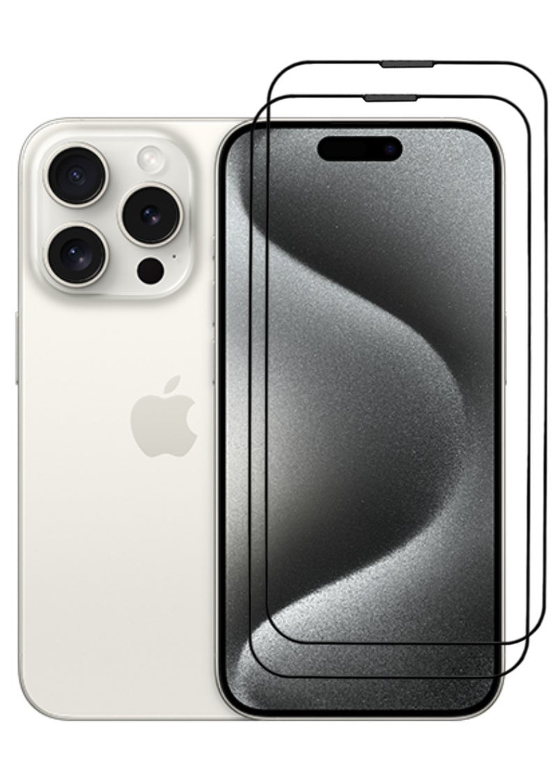 ACLIX 2 Pieces Antistatic ESD Dustproof Premium Quality High Definition Tempered Glass Screen Protector Designed For  iPhone 15 Pro - Image 1