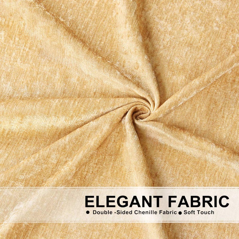 ELKCA ELKCA Thick Chenille Window Curtains Valance for Living Room Gold Waterfall Valance for Bedroom Rod Pocket 1 Panel (Gold W118)  - Image 4