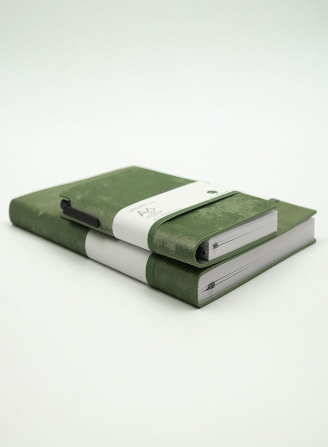 COMMA | Velvet Series Combo | A5 & A6 Size with Pen | Flexible Bound Notebook | 200 Pages | 100gsm Natural Shade Paper | Velvet PU Cover with Edge Colour - Green - Image 2