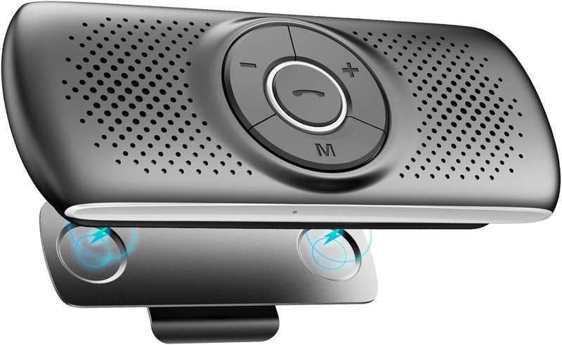 AGPtek سماعة سيارة مع بلوتوث 5.3، مجموعة هاتف مجانية للمكالمات، GPS والموسيقى مع فتحة بطاقة TF، اتصال فوري، دعم سيري ومساعد جوجل، سماعة مكالمات لاسلكية مثبتة على حاجب السيارة (أسود) - Image 1