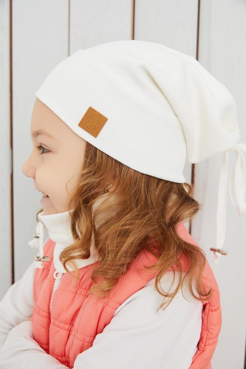 Babygiz Girl's White Rope Hat Beanie Neck Collar Set Cotton Camisole  - Image 1