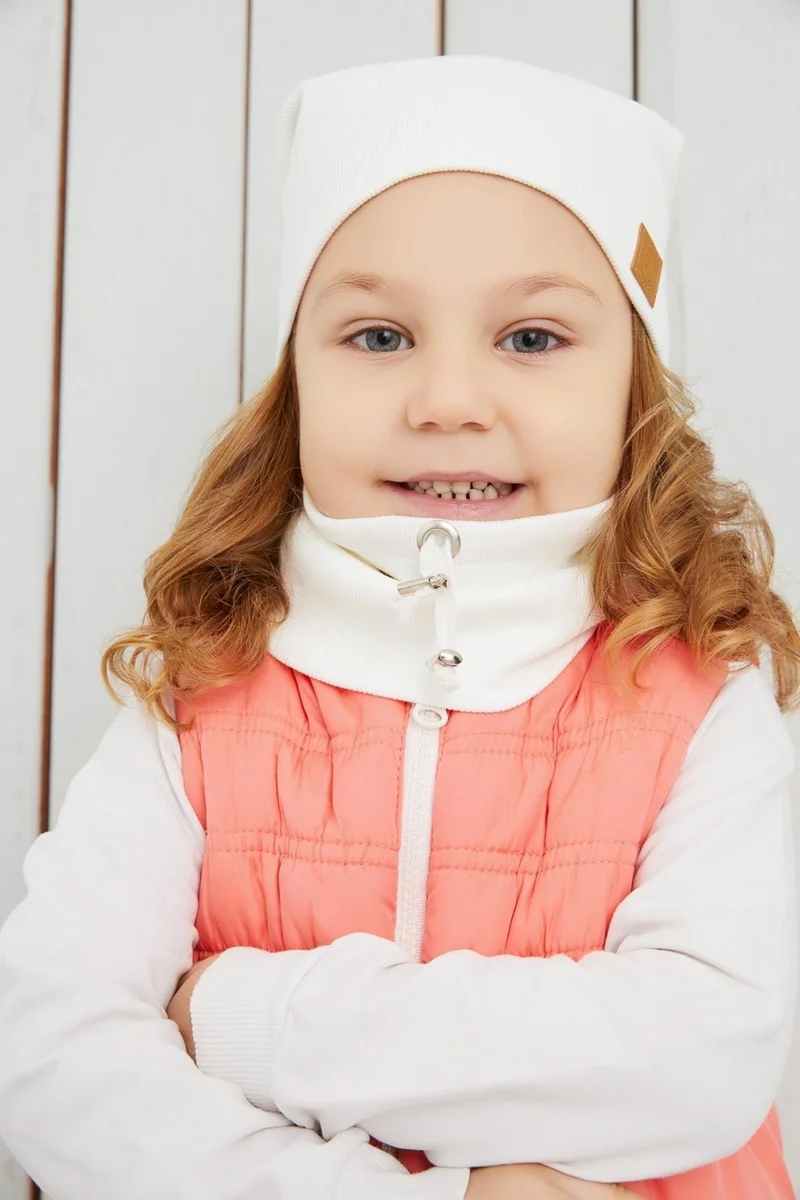 بيبيجيز Girl's White Rope Hat Beanie Neck Collar Set Cotton Camisole