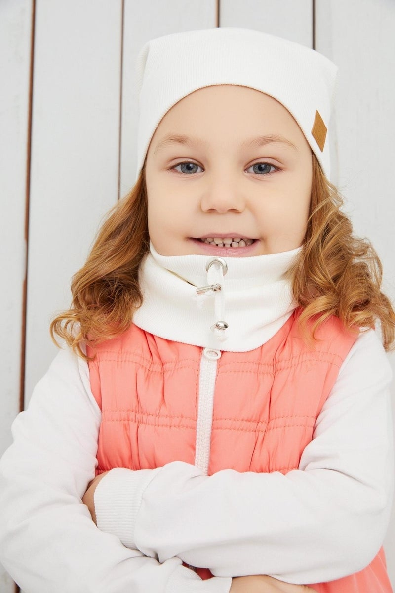 Babygiz Girl's White Rope Hat Beanie Neck Collar Set Cotton Camisole  - Image 3