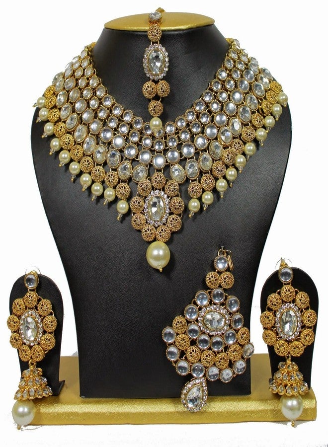 Shining Diva Bridal Kundan Necklace Set/Jewellery Set with Maang Tikka Passa and Earrings for Girls/Women(Red)(6848s) - Image 2