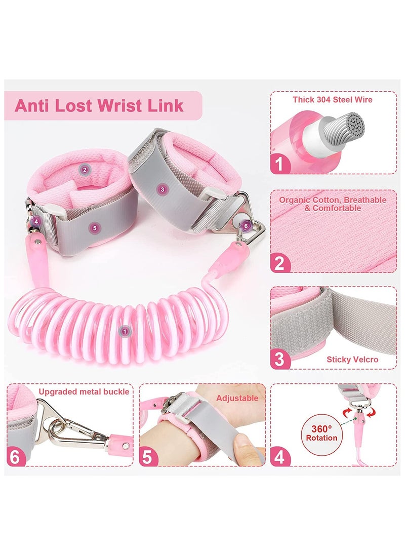 Mr. Penda 3 in 1 Butterfly Shape Toddler Leash, Anti Lost Wrist Link with Leash and Anti-Loss Wrist Connection, Reflective Anti-Loss Wrist Strap for Kids Infants and Children, Wrist Strap for Outdoor Activities and Shopping (Pink)  - Image 4