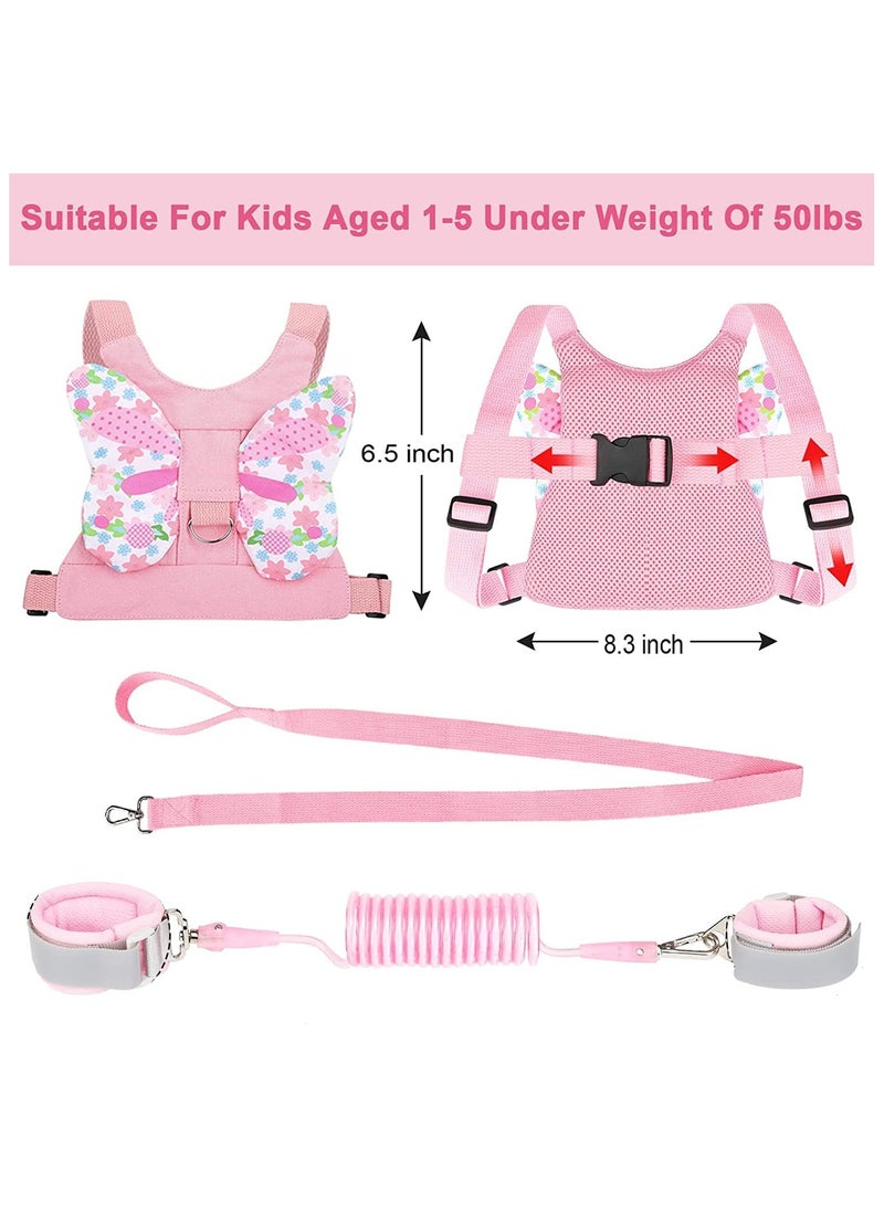 Mr. Penda 3 in 1 Butterfly Shape Toddler Leash, Anti Lost Wrist Link with Leash and Anti-Loss Wrist Connection, Reflective Anti-Loss Wrist Strap for Kids Infants and Children, Wrist Strap for Outdoor Activities and Shopping (Pink)  - Image 2