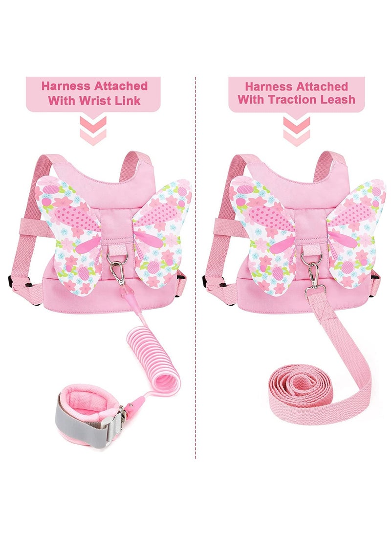 Mr. Penda 3 in 1 Butterfly Shape Toddler Leash, Anti Lost Wrist Link with Leash and Anti-Loss Wrist Connection, Reflective Anti-Loss Wrist Strap for Kids Infants and Children, Wrist Strap for Outdoor Activities and Shopping (Pink)  - Image 3