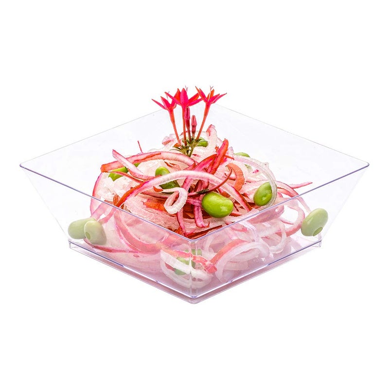 Restaurantware 10 Ounce Square Bowls 25 Disposable Serving Bowls HeavyDuty  Premium Clear Plastic Salad Bowls For Parties Catering Or Buffets Serve Desserts Chips Popcorn Or Candies