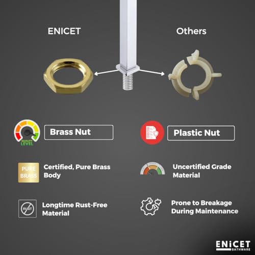 Enicet 12 Inch High Neck Pillar Tap, SS 304, Chrome Finish,Bathroom Table Top Wash Basin Tap for Home, 12 Inch Tall Extended Body Pillar Cock, Smooth Foam Flow (TE120) - Image 4