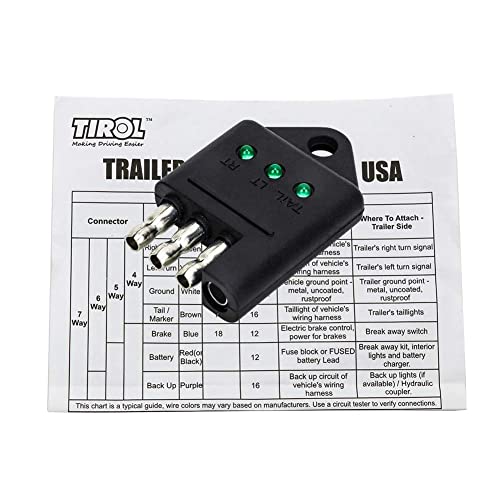 TIROL 4 Pin Trailer Tester Connector Trailer Wiring Tester 4-Pin Straight Trailer Light Wire Circuit Tester Car Accessories - Image 3