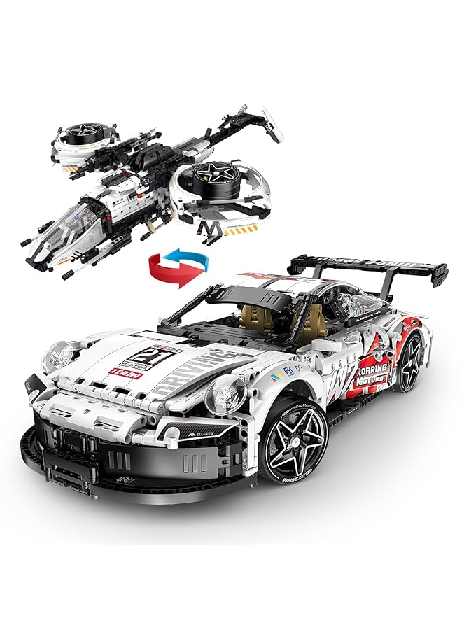 KASTWAVE 1:10 Racing Car Brick Kit 2 In 1 Sports Car & Combat Aircraft Model 1861 Pieces Remote Control Supercar Moc Assembly Kit For Adults & Teenagers - Image 1