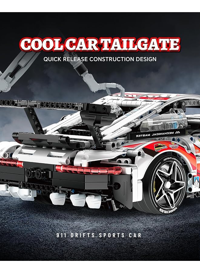 KASTWAVE 1:10 Racing Car Brick Kit 2 In 1 Sports Car & Combat Aircraft Model 1861 Pieces Remote Control Supercar Moc Assembly Kit For Adults & Teenagers - Image 4