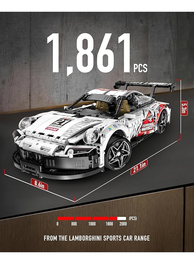 KASTWAVE 1:10 Racing Car Brick Kit 2 In 1 Sports Car & Combat Aircraft Model 1861 Pieces Remote Control Supercar Moc Assembly Kit For Adults & Teenagers - Image 2