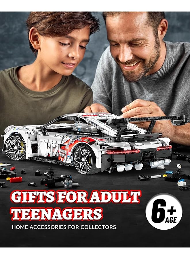 KASTWAVE 1:10 Racing Car Brick Kit 2 In 1 Sports Car & Combat Aircraft Model 1861 Pieces Remote Control Supercar Moc Assembly Kit For Adults & Teenagers - Image 5