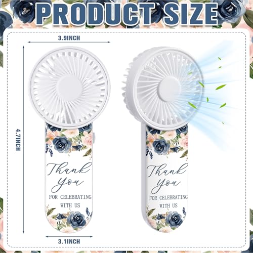 Tujoe 100 Pcs Mini Handheld Fans for Wedding Guests with Lanyard, Portable Personal Fans Bulk for Outdoor Wedding, Reception, Bridal Shower, Summer Party Favors Gifts(Navy Blush Floral) - Image 3