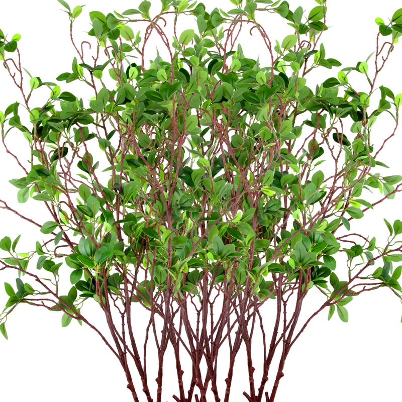AUSTOR 12 Pack 45"" Artificial Ficus Stems  Faux Green  Realistic  Office  Wedding Decor - Image 1