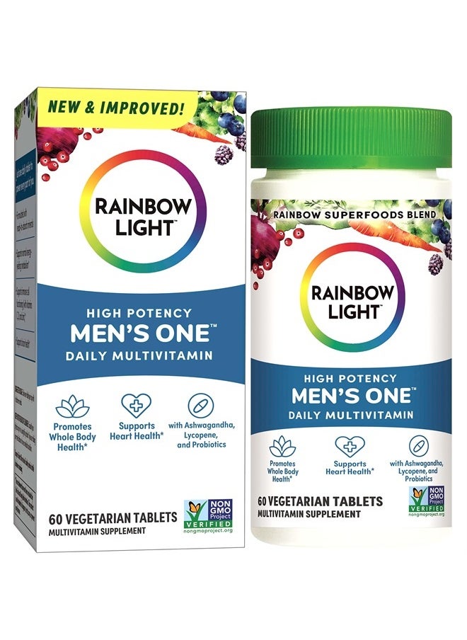 Rainbow Light Mens One Multivitamin, Men's Daily Multivitamin Provides High-Potency Immune Support, With Vitamin C, Vitamin D and Zinc, Vegetarian, 60 Count  - Image 1