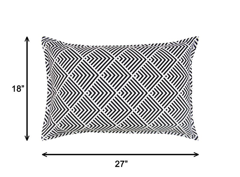 Airwill 100% Cotton Geometric Pattern Flap Pillow Covers (46x69cm)(Black, Pack of 2 Pieces) - Image 2