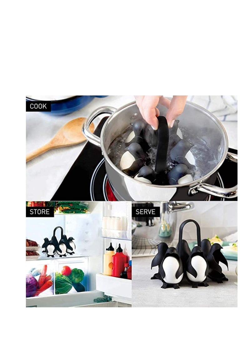 SYOSI Kitchen Multifunctional Egg-Boiler Store and Serve Egg Holder Penguin-Shaped Boiled Egg Cooker for Making Soft or Hard Boiled Eggs Holds 6 Eggs for Easy Cooking and Fridge Storage  - Image 4