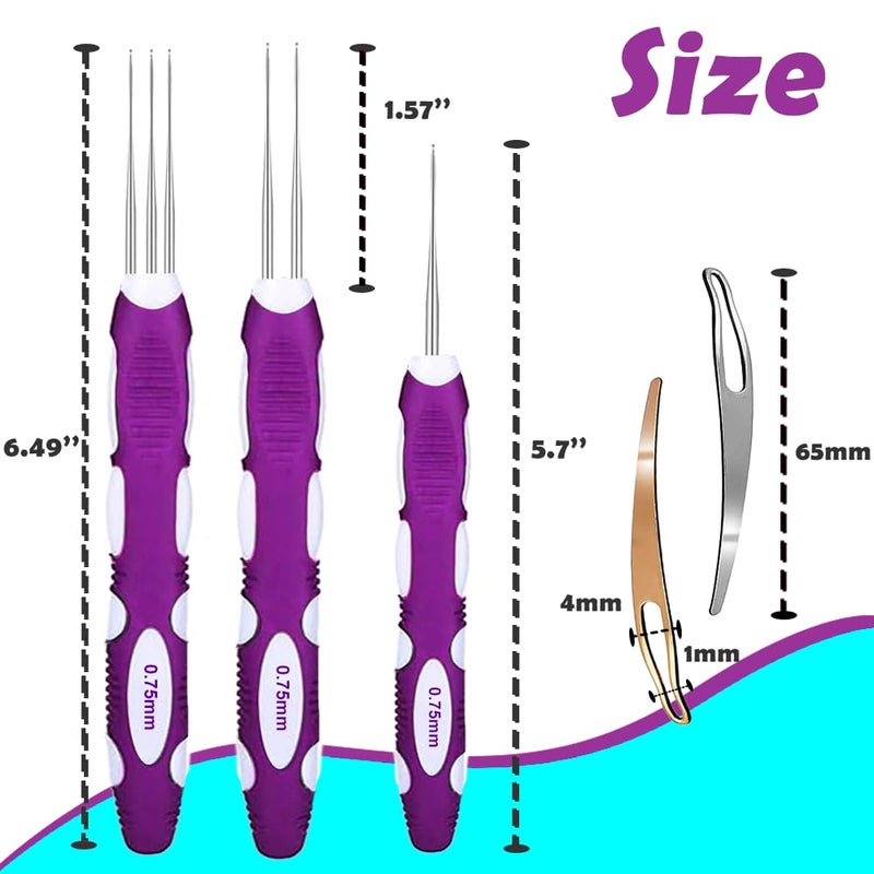 Yarniss Dreadlocks Crochet Hooks with Ergonomic Handle,0.75mm Hair Crochet Needle - Image 4