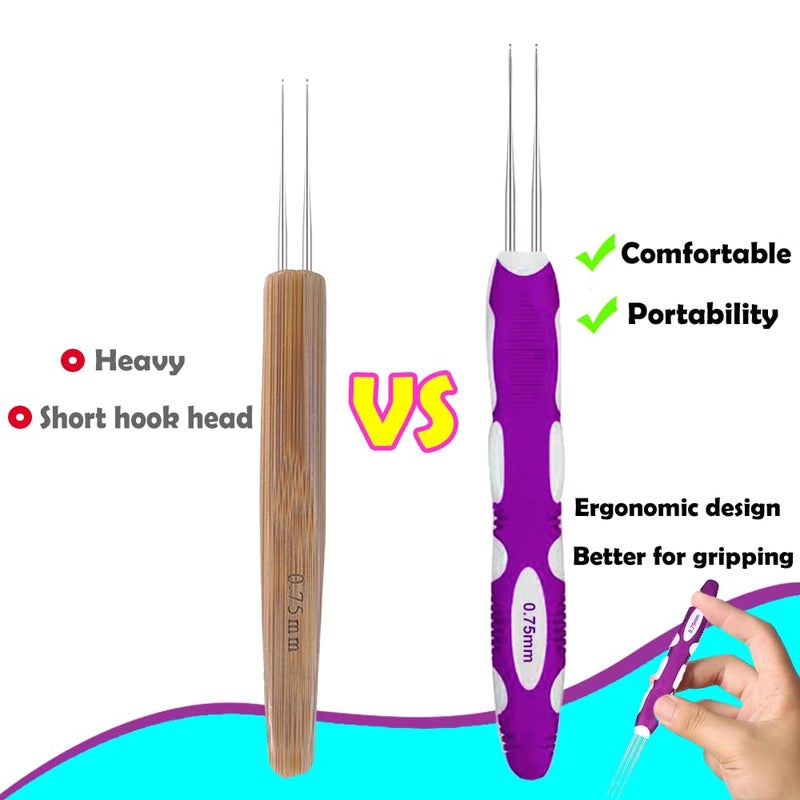 Yarniss Dreadlocks Crochet Hooks with Ergonomic Handle,0.75mm Hair Crochet Needle - Image 3